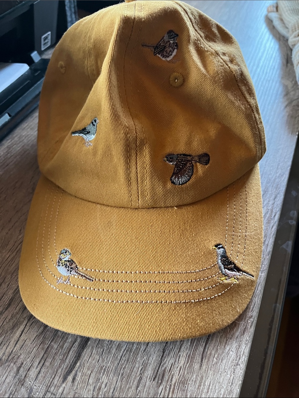Bird Collective Mustardy Yellow Embroidered Bird Baseball Cap